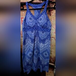 Blue Paisley Halter Sundress With Padded Cup Inserts